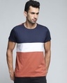 Shop Men's Blue Colourblocked T-shirt-Front