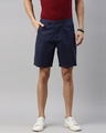 Shop Men's Blue Cotton Linen Shorts-Front
