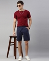 Shop Men's Blue Cotton Linen Shorts