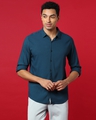 Shop Men's Blue Cotton Shirt-Front