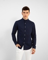 Shop Men's Blue Cotton Slim Fit Shirt-Front