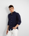 Shop Men's Blue Cotton Slim Fit Shirt