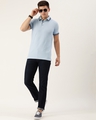Shop Men's Blue Cotton Polo T-shirt-Full