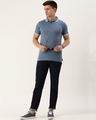 Shop Men's Blue Cotton Polo T-shirt-Full
