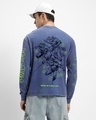 Shop Men's Blue Cowabunga Graphic Printed Acid Wash Oversized T-shirt-Design