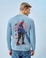 Shop Men's Blue Cyber Samurai Graphic Printed Sweatshirt-Front