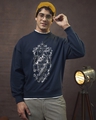 Shop Men's Blue Death Eater Graphic Printed Oversized Sweatshirt-Front