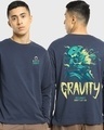 Shop Men's Blue Defy Gravity Graphic Printed Oversized T-shirt-Front