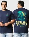 Shop Men's Blue Defy Gravity Graphic Printed Plus Size T-shirt-Front