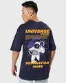 Shop Men's Blue Destination Mars Graphic Printed Oversized T-shirt-Front