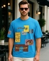 Shop Men's Blue Dimag Mat Kha Graphic Printed Oversized T-shirt-Front