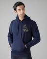 Shop Men's Blue Dino Skate Graphic Printed Hoodie-Front