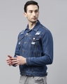 Shop Men's Blue Distress Slim Fit Denim Jacket-Full