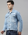 Shop Men's Blue Distress Slim Fit Denim Jacket-Full