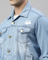 Shop Men's Blue Distress Slim Fit Denim Jacket