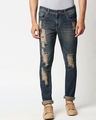 Shop Men's Blue Distressed Jeans-Front