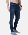 Shop Men's Blue Distressed Skinny Fit Jeans-Full