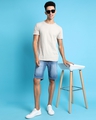 Shop Men's Blue Washed Distressed Slim Fit Denim Shorts