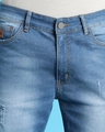 Shop Men's Blue Washed Distressed Slim Fit Denim Shorts