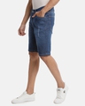 Shop Men's Blue Distressed Slim Fit Denim Shorts-Full