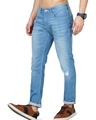 Shop Men's Blue Distressed Slim Fit Jeans-Design