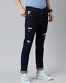 Shop Men's Blue Distressed Slim Fit Jeans-Design