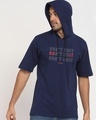 Shop Men's Blue Do it Red Typography Oversized Hoodie T-shirt-Front