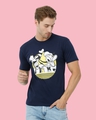 Shop Men's Blue Donald and Goofy Graphic Printed T-shirt-Front