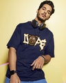 Shop Men's Blue Dope Bear Graphic Printed Oversized T-shirt-Front