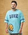 Shop Men's Blue Dunk Graphic Printed Oversized Plus Size T-shirt-Front