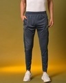 Shop Men's Blue Elasticated Track Pants-Front