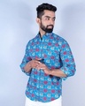 Shop Men's Blue Elephant Ikat Geometric Printed Relaxed Fit Shirt-Design