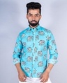 Shop Men's Blue Elephant Printed Relaxed Fit Shirt-Front