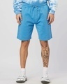 Shop Men's Blue Embroidered Shorts-Front