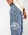 Shop Men's Blue Embroidered Straight Fit Washed Mid-Rise Jeans