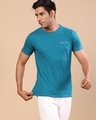 Shop Men's Blue Embroidered T-shirt-Front