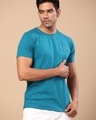 Shop Men's Blue Embroidered T-shirt-Design