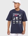 Shop Men's Blue Emotions Of PO Graphic Printed Oversized T-shirt-Front