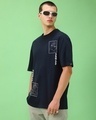 Shop Men's Blue Enough Hate Graphic Printed Oversized T-shirt-Full