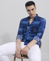 Shop Men's Blue Ethnic Motif Printed Slim Fit Shirt-Full