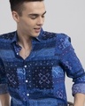 Shop Men's Blue Ethnic Motif Printed Slim Fit Shirt