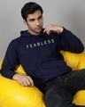 Shop Men's Blue Fearless Hoodie Sweatshirt-Front