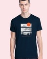 Shop Men's Blue Feel Most Alive Graphic Printed T-shirt-Front