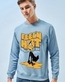 Shop Men's Blue Feel'n Hot Graphic Printed Oversized Sweatshirt-Front