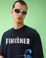Shop Men's Blue Finisher Graphic Printed Oversized T-shirt