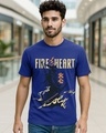 Shop Men's Blue Fire Heart Graphic Printed T-shirt-Front