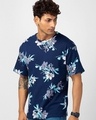 Shop Men's Blue Floral Printed Oversized T-shirt-Design