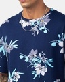 Shop Men's Blue Floral Printed Oversized T-shirt