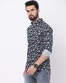 Shop Men's Blue Floral Printed Slim Fit Shirt-Design