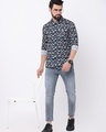 Shop Men's Blue Floral Printed Slim Fit Shirt